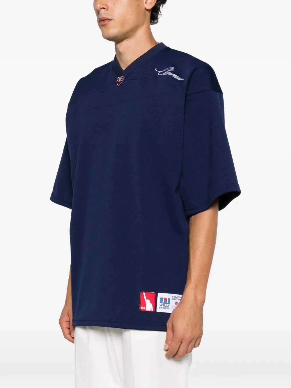Willy Chavarria T-shirt met geborduurd logo Blauw