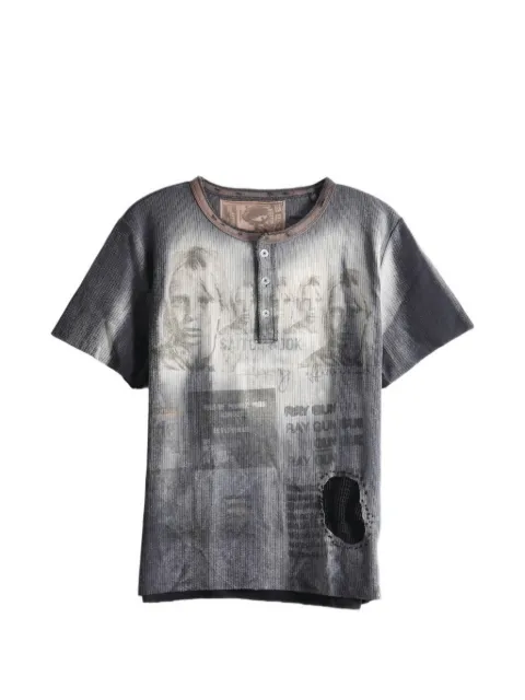 SAITOS mesh-patch henley T-shirt