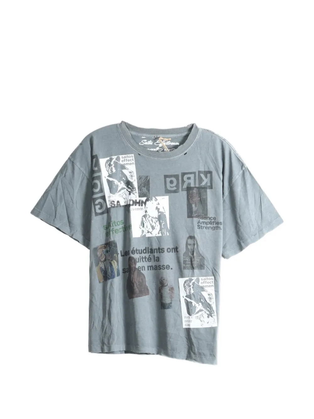 Saitos Kurt Image Distressed T-shirt In Blue