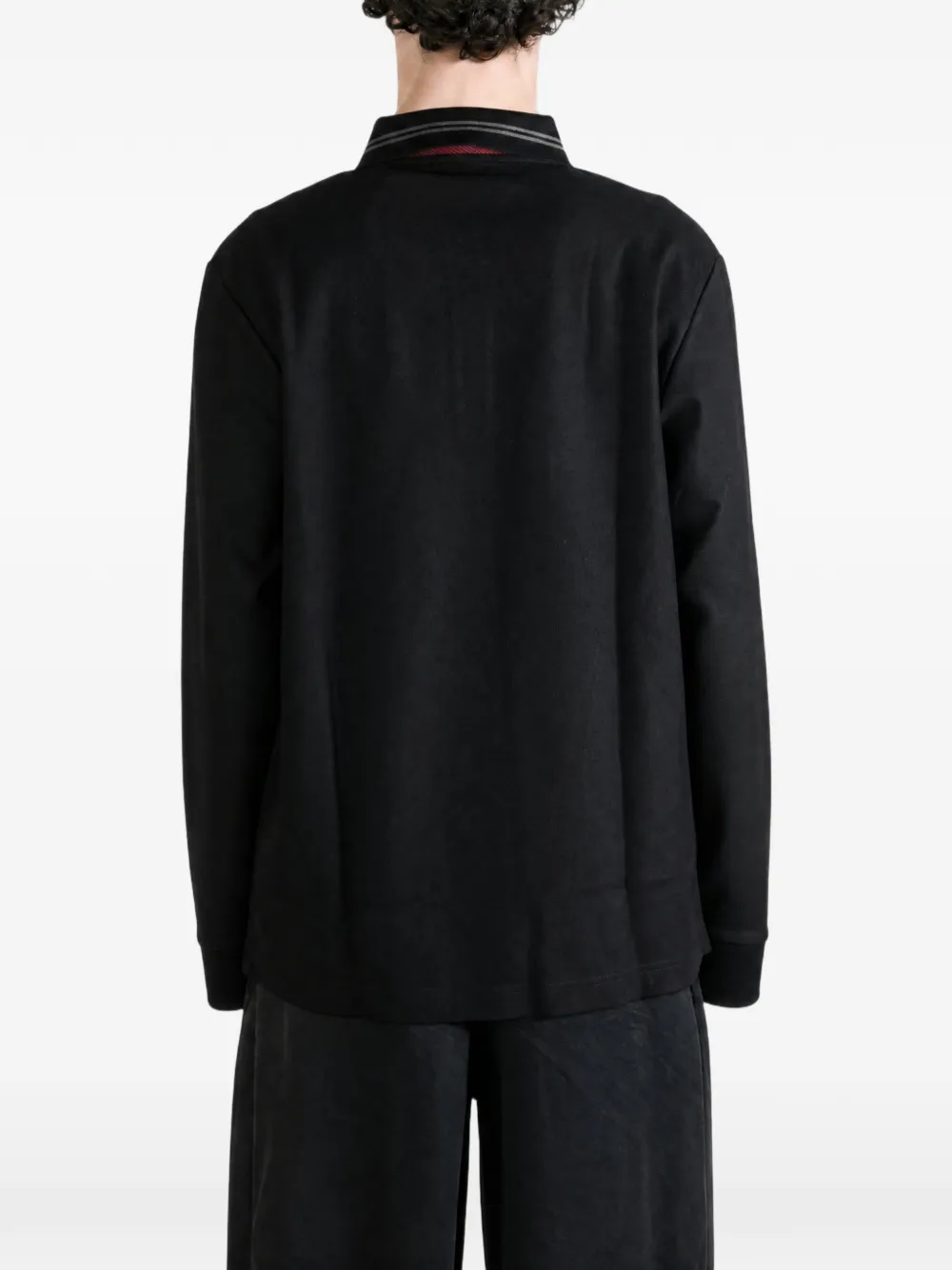 Burberry Poloshirt met geruite kraag en ritssluiting Zwart