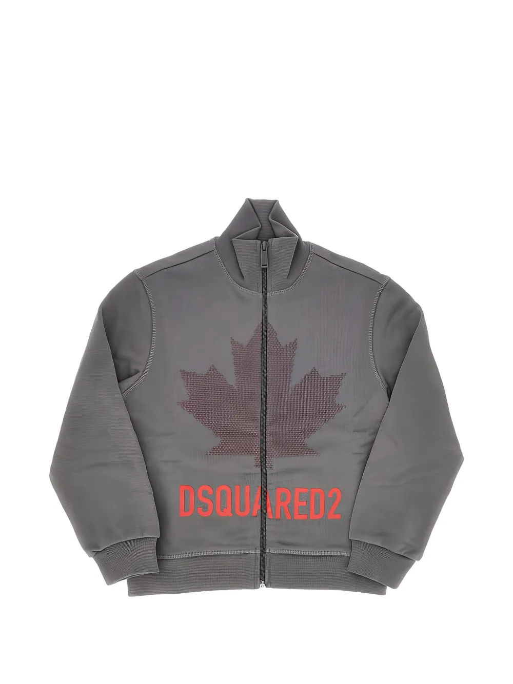 DSQUARED2 KIDS maple-leaf print zip-up sweatshirt - Grigio