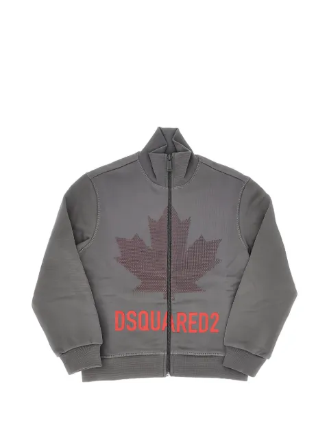 DSQUARED2 KIDS maple-leaf print zip-up sweatshirt
