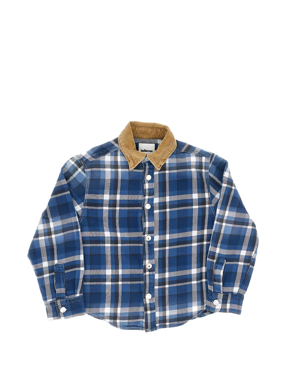 Bellerose Puck check corduroy-collar shirt - Blu