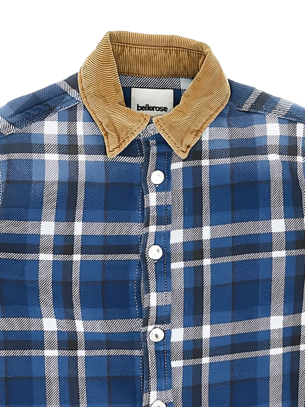 Bellerose Kids Puck geruit shirt met ribfluwelen kraag Blauw