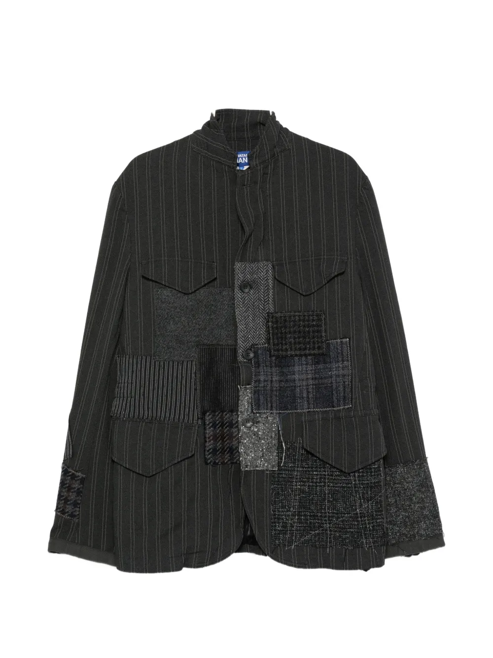 Junya Watanabe MAN patchwork pinstripe jacket | gris | Image 1