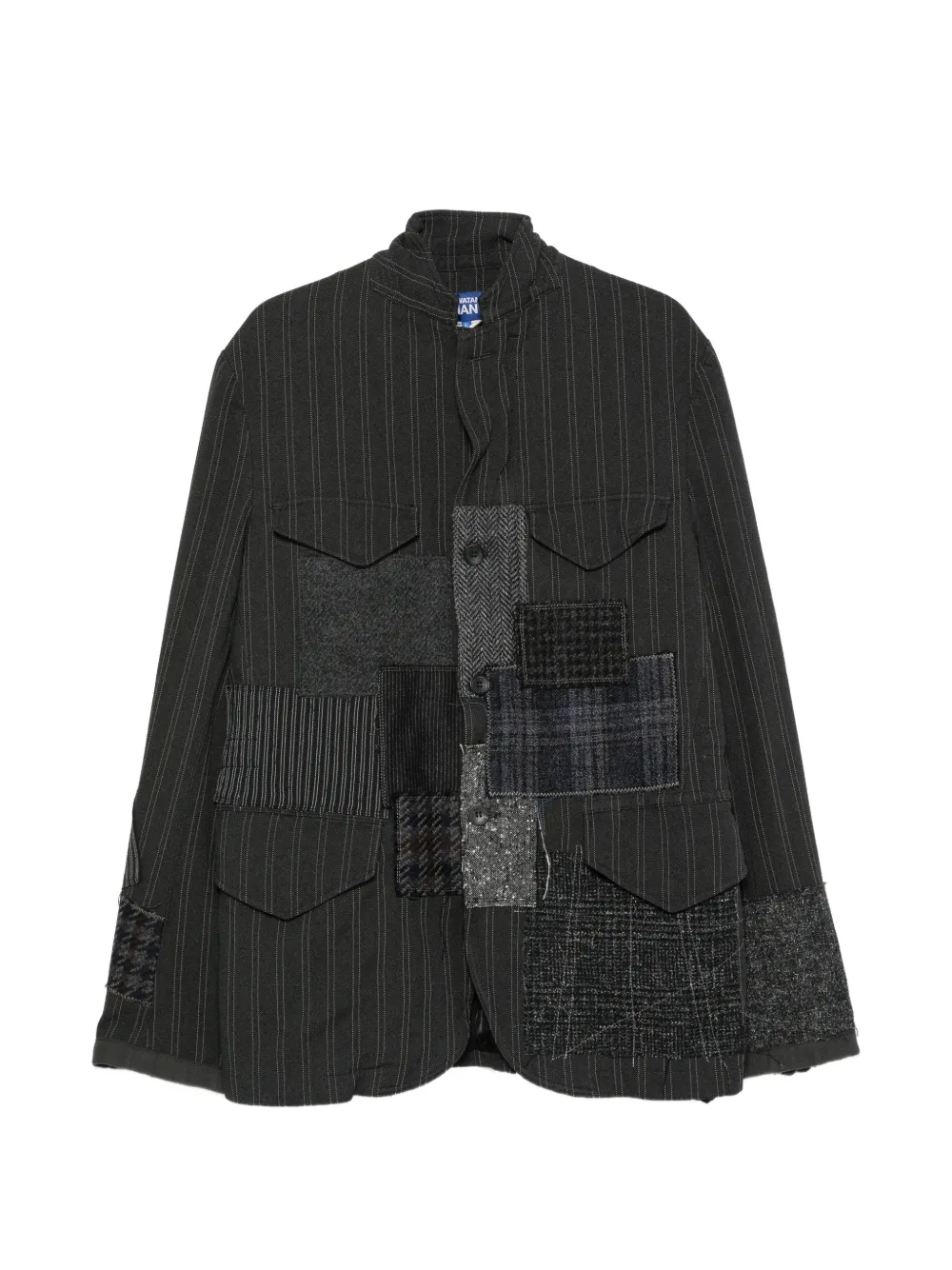 Junya Watanabe MAN patchwork pinstripe jacket | Grey | Image 1