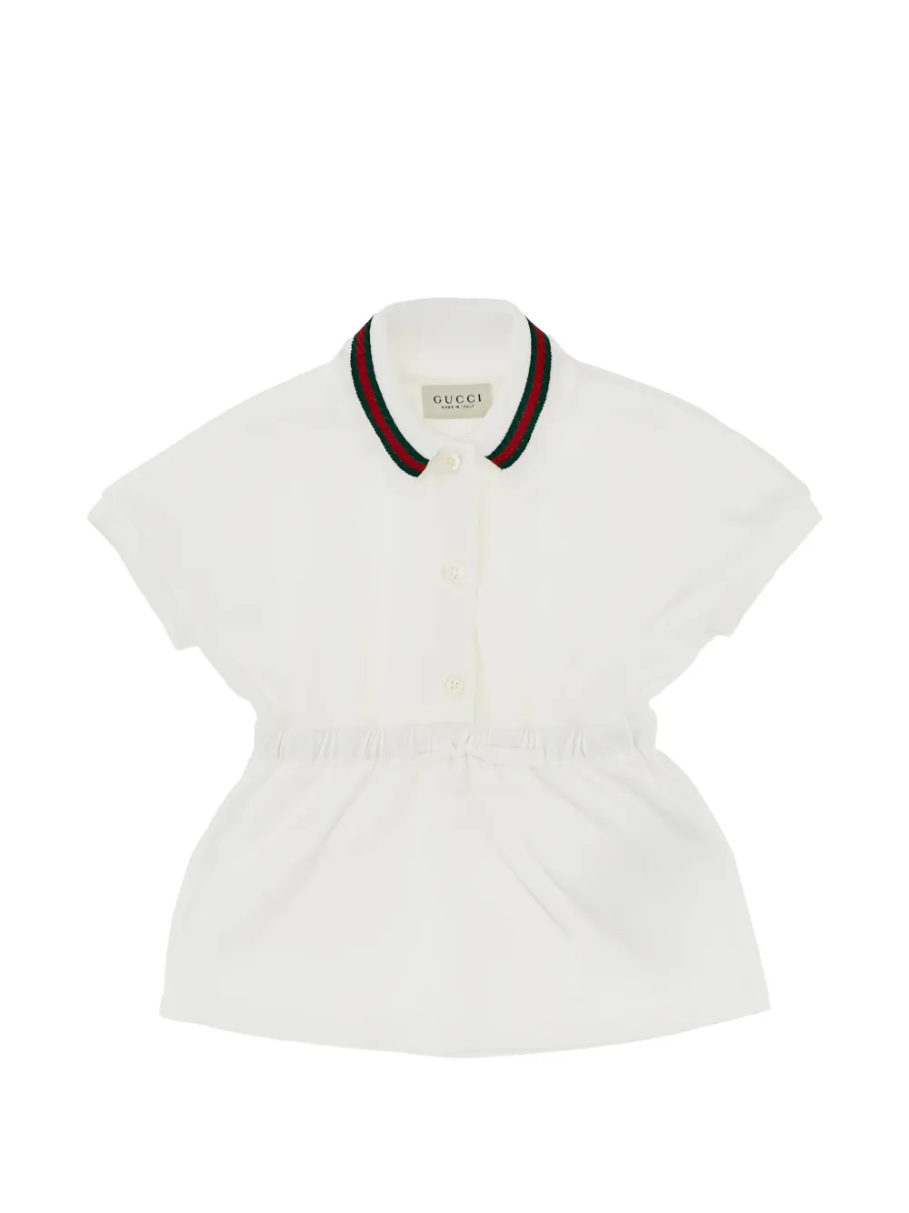 Gucci Kids Jurk met ruches en Web-streep Wit
