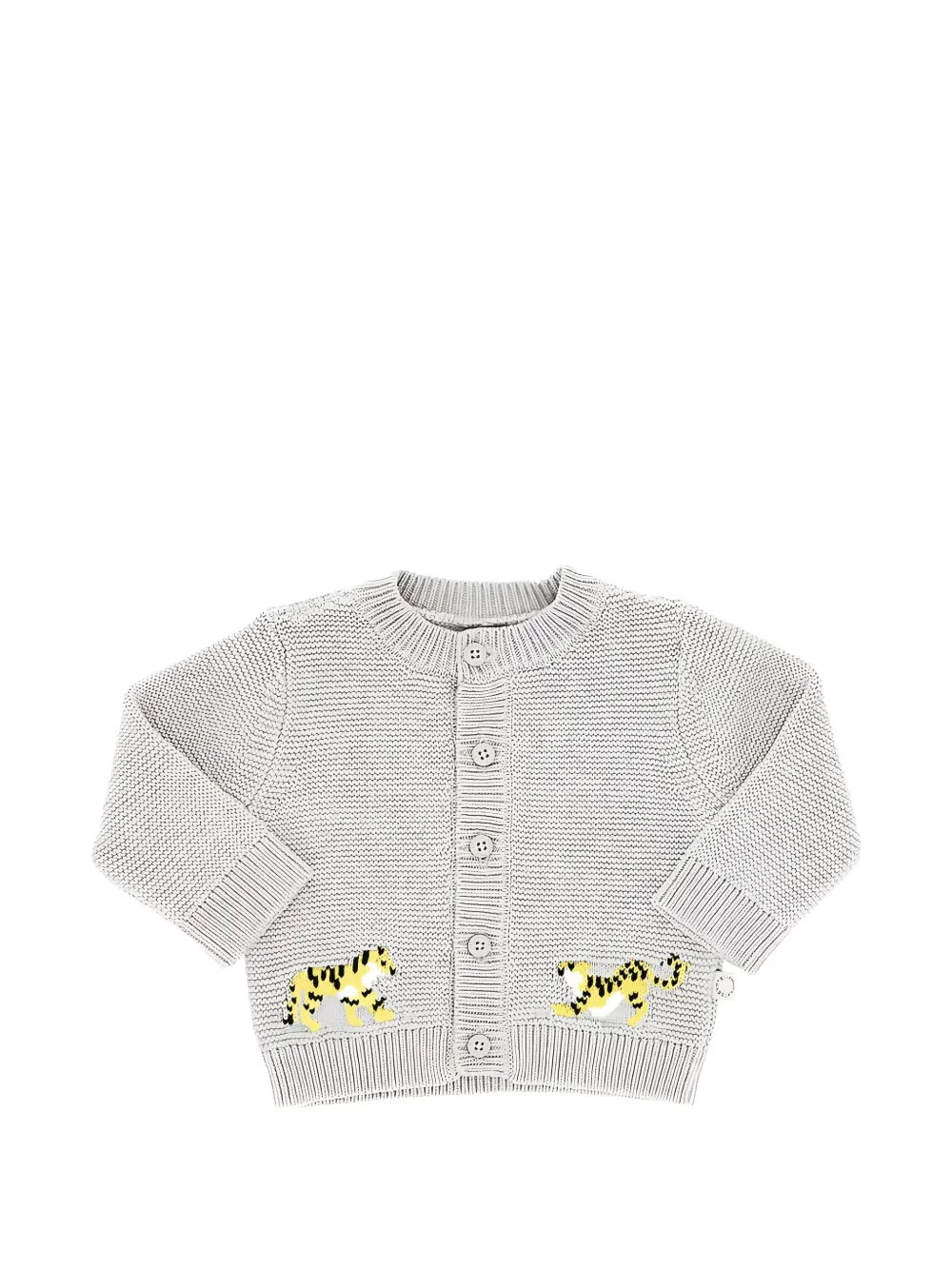 Stella McCartney Kids tiger-intarsia garter-stitch cardigan - Grigio