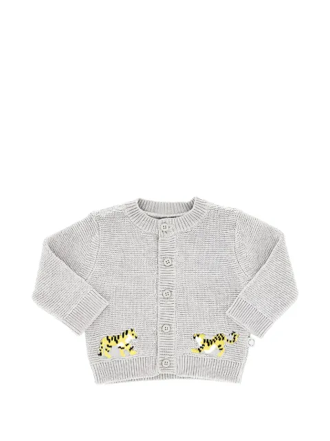 Stella McCartney Kids tiger-intarsia garter-stitch cardigan