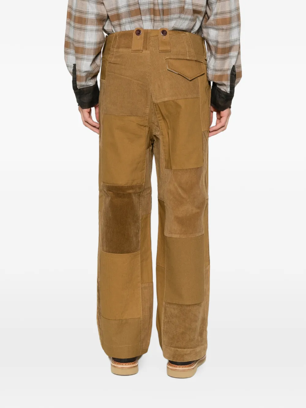 Junya Watanabe MAN Ribfluwelen broek met patchwork Bruin