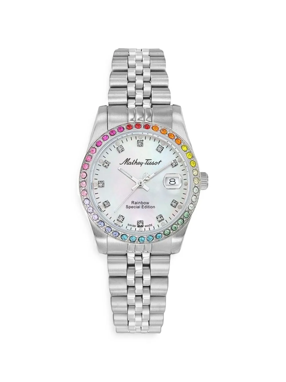 Mathey-tissot D809aqi Classic Rainbow Special Edition 32mm Watch In White