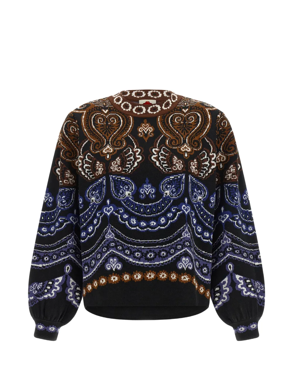FARM Rio jacquard balloon-sleeve sweater
