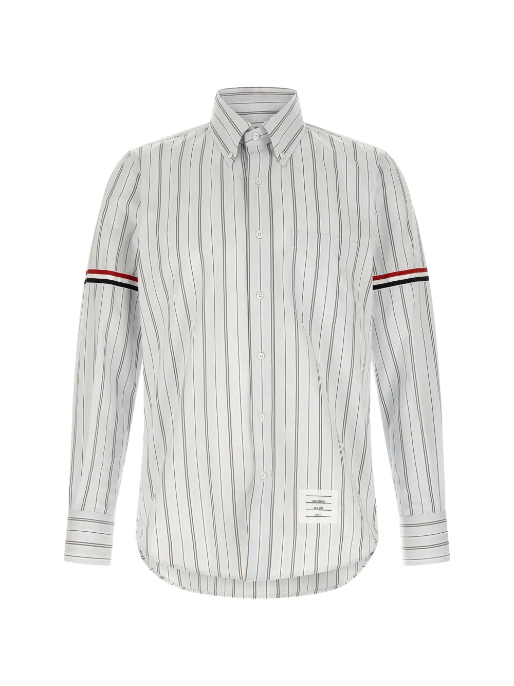 Thom Browne poplin hairline stripe shirt with armbands - Grigio