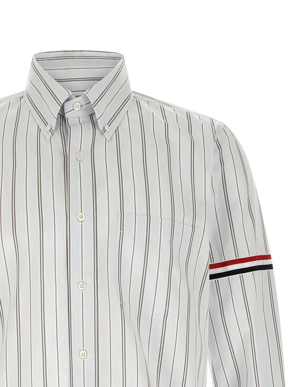 Thom Browne Popeline gestreept overhemd met armbanden Grijs