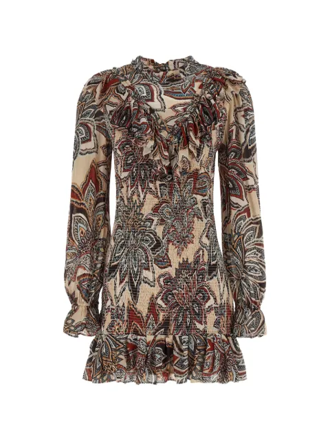 FARM Rio Tapestry ruffled smocked dress