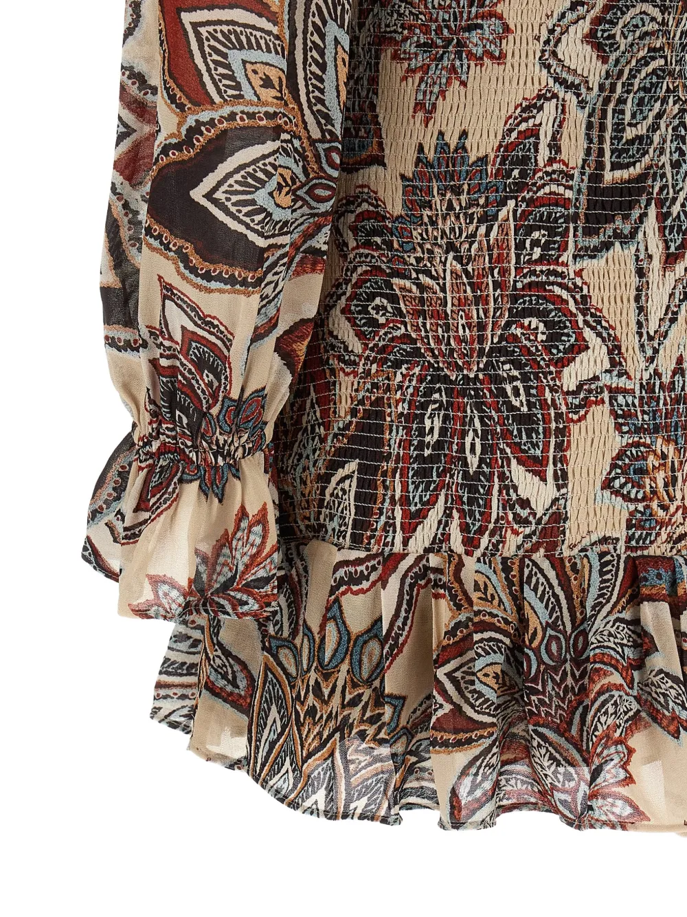 FARM Rio Tapestry gesmockte jurk met ruches Veelkleurig