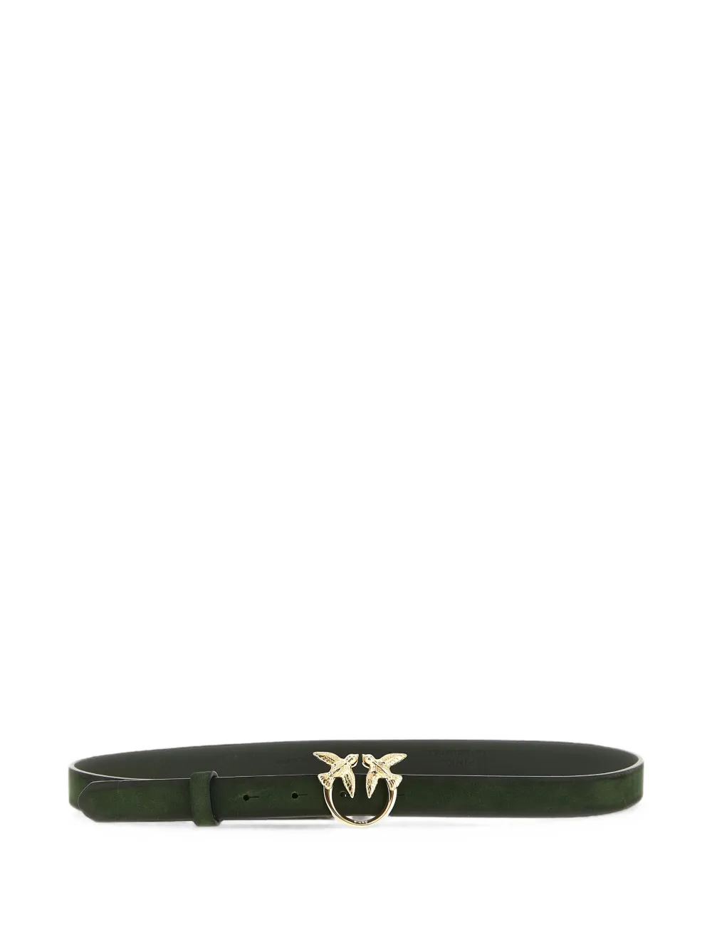 PINKO suede belt with Love Birds buckle, 2 cm - Verde