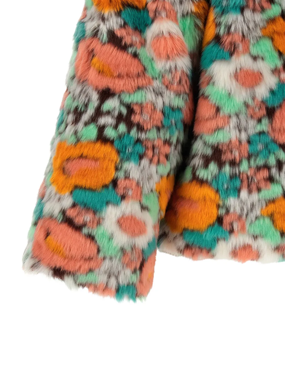 FARM Rio faux-fur floral-pattern coat Oranje