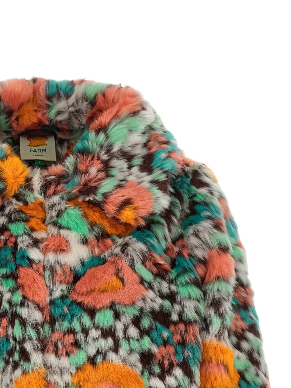 FARM Rio faux-fur floral-pattern coat Oranje