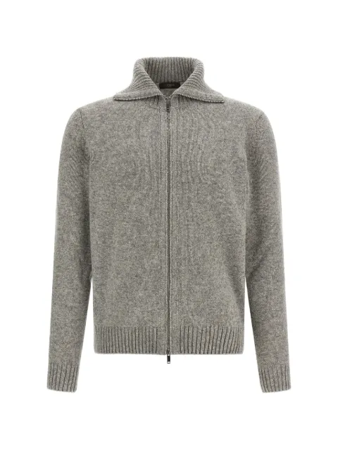 Zanone mélange-knit zip-up cardigan