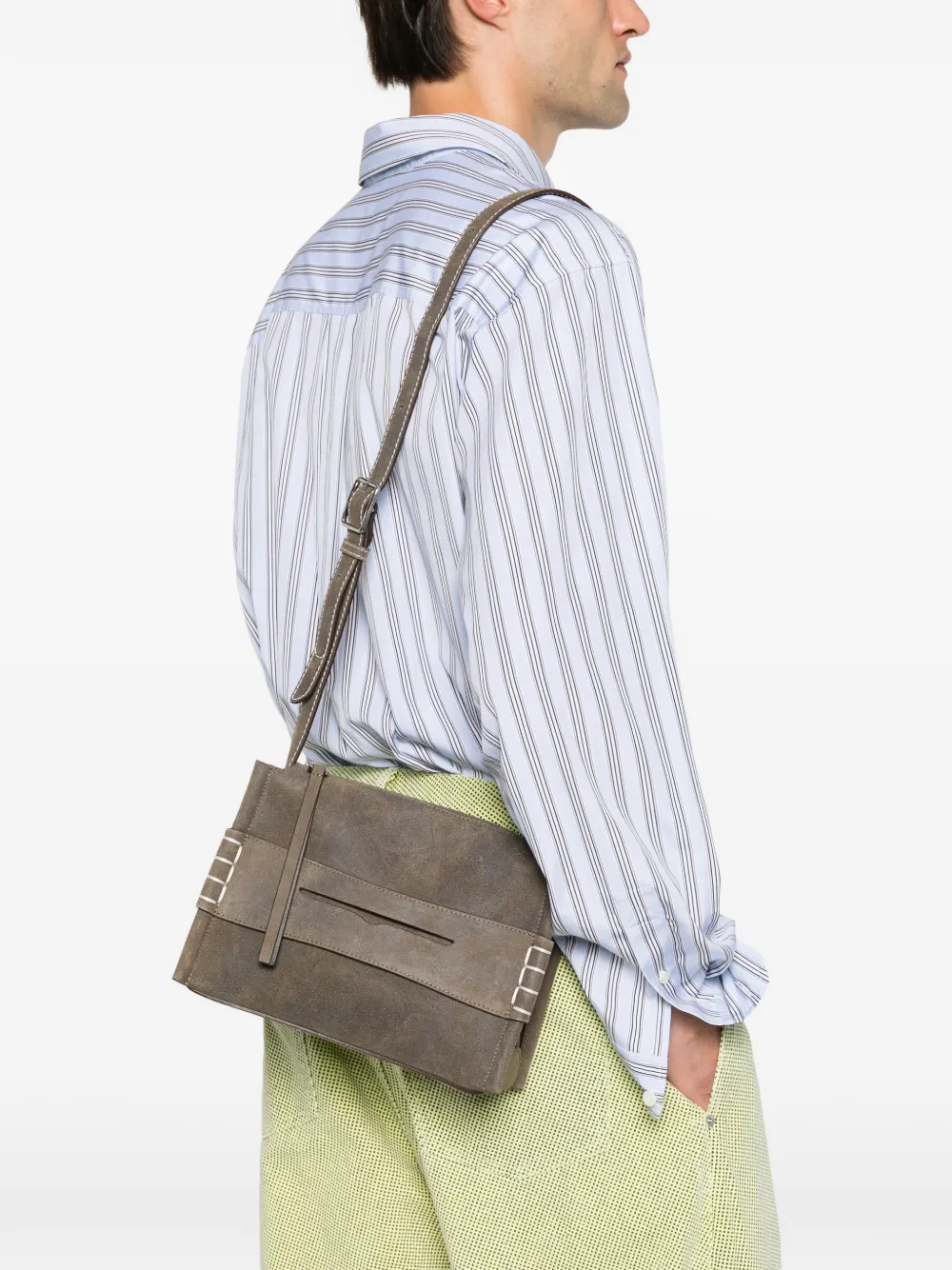 JW Anderson Loafer leren shopper met contrasterende stiksels Grijs