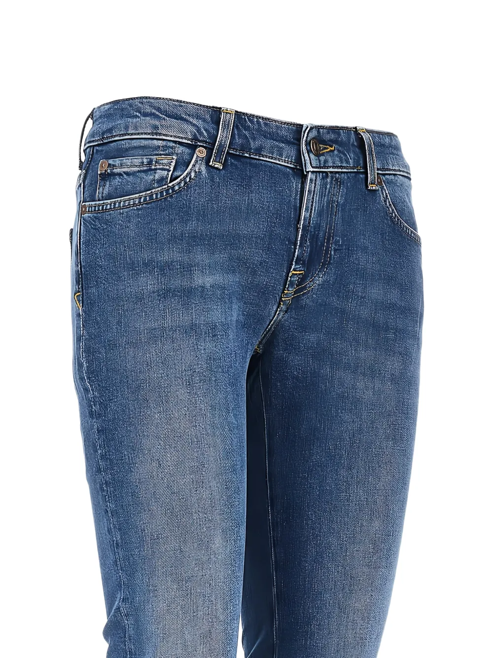 7 For All Mankind Y2K whiskered jeans met ritsdetail Blauw