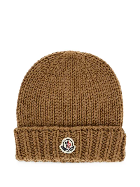 Moncler Enfant logo-patch chunky-knit beanie hat