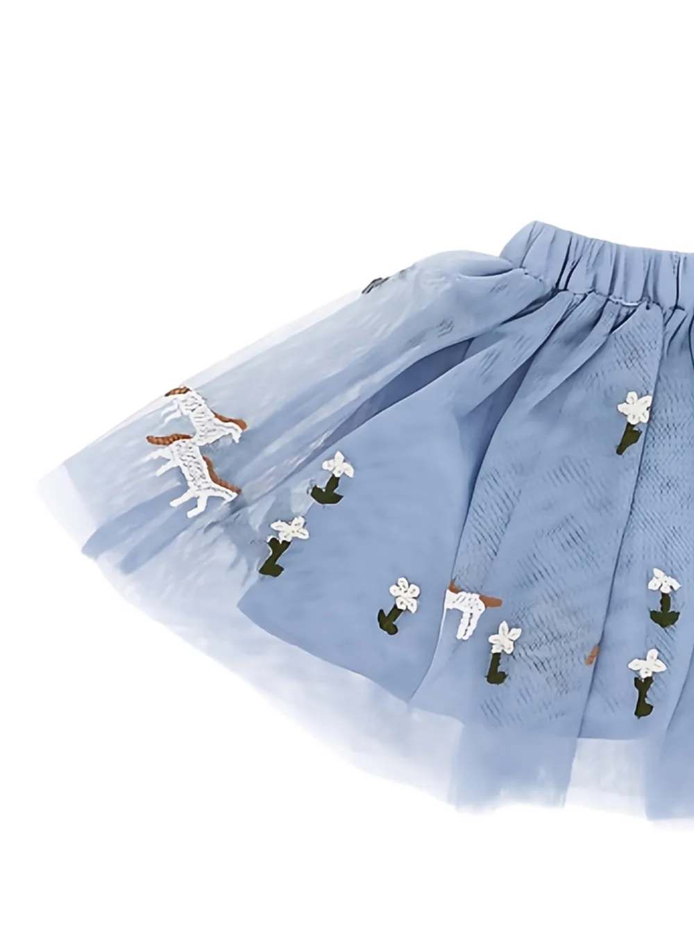 Stella McCartney Kids embroidered tulle skirt Blauw