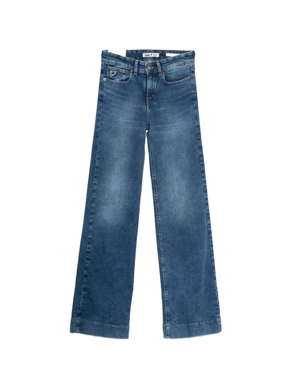 LOIS JEANS Lorna logo-patch wide-leg jeans - Blu