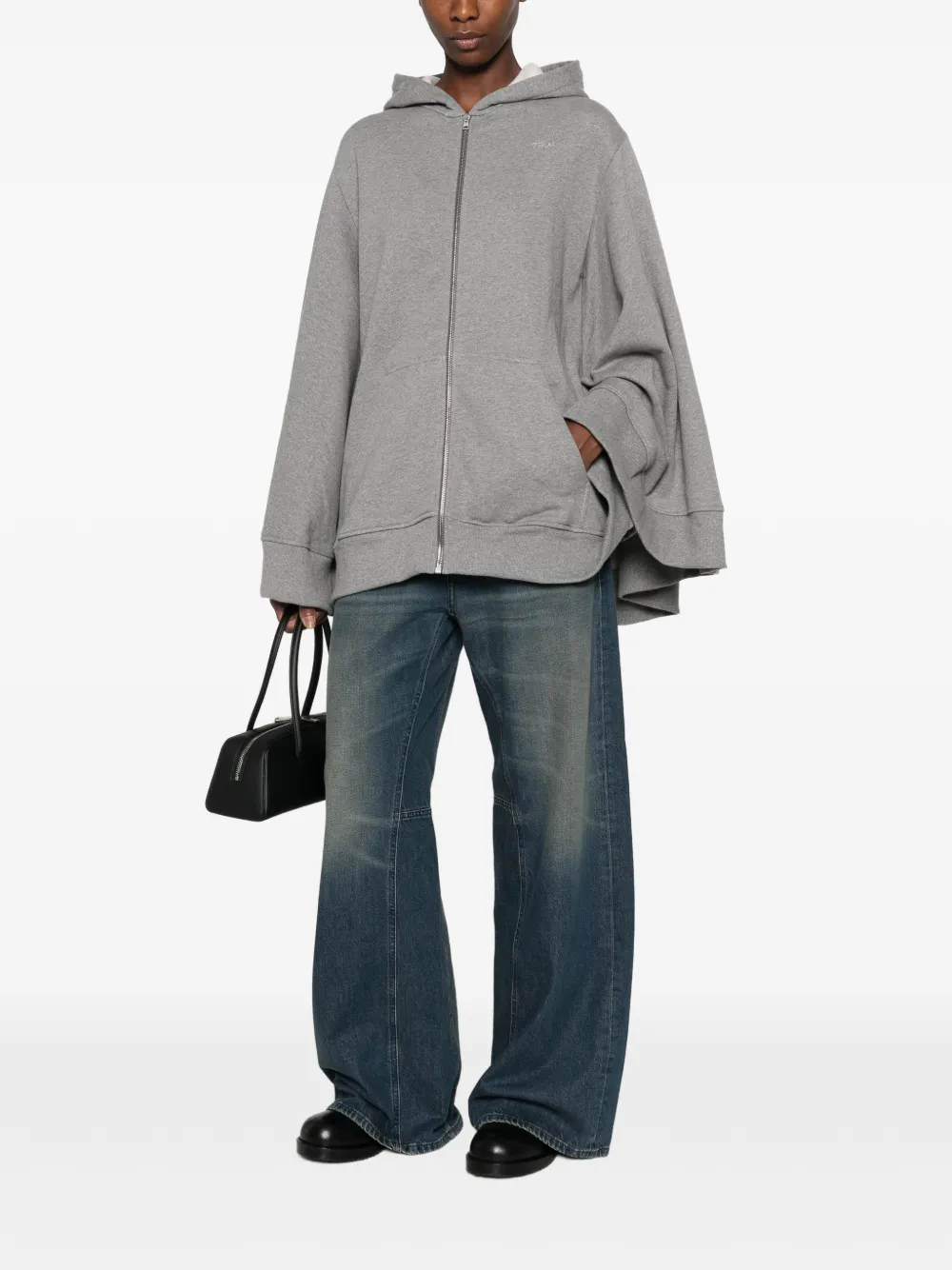7 For All Mankind Hoodie met cape en rits Grijs