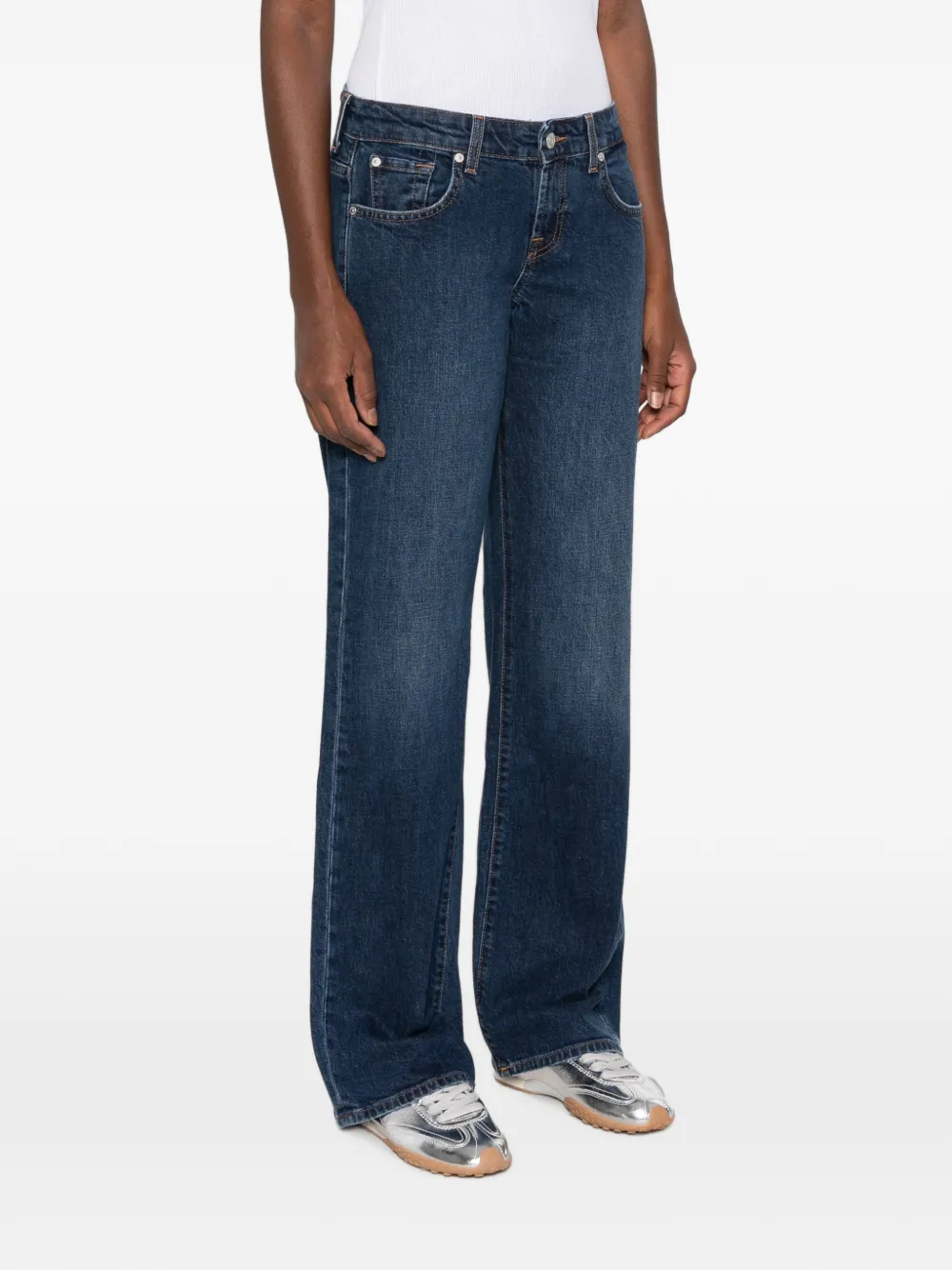 7 For All Mankind Low Straight jeans Blauw