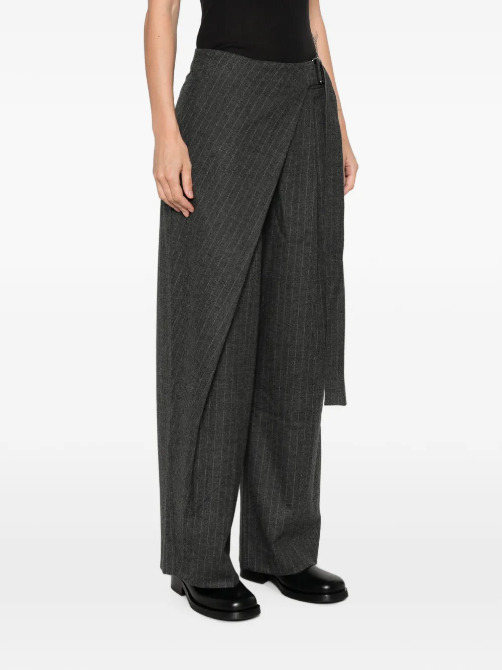 La Piscine Broek met krijtstreep en wikkelstijl Grijs