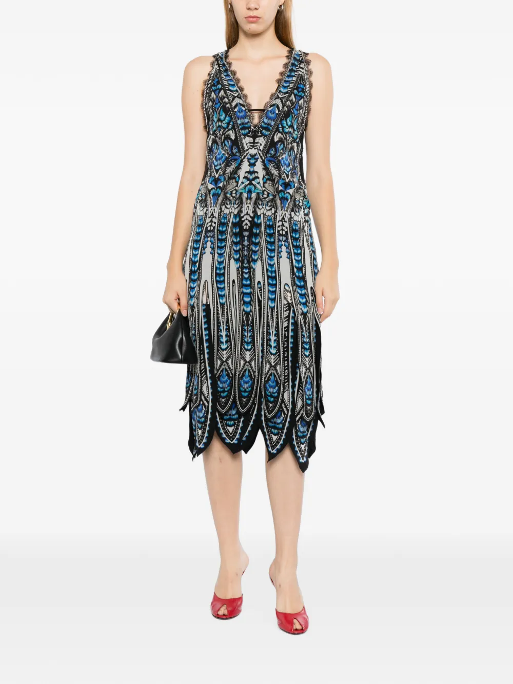 Roberto Cavalli Jurk met grafische print Blauw