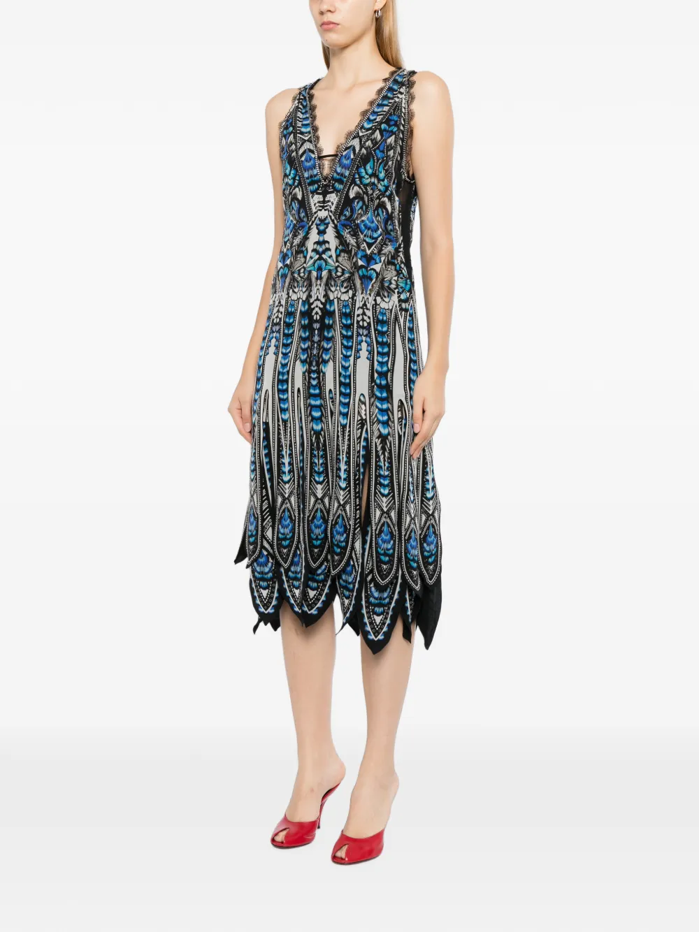 Roberto Cavalli Jurk met grafische print Blauw