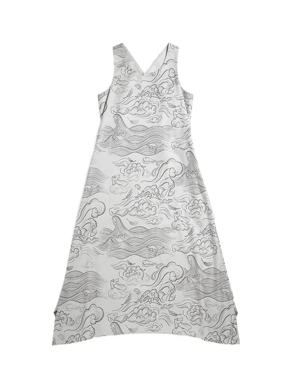 Future Classics AOP Drape asymmetrische flared midi-jurk Grijs