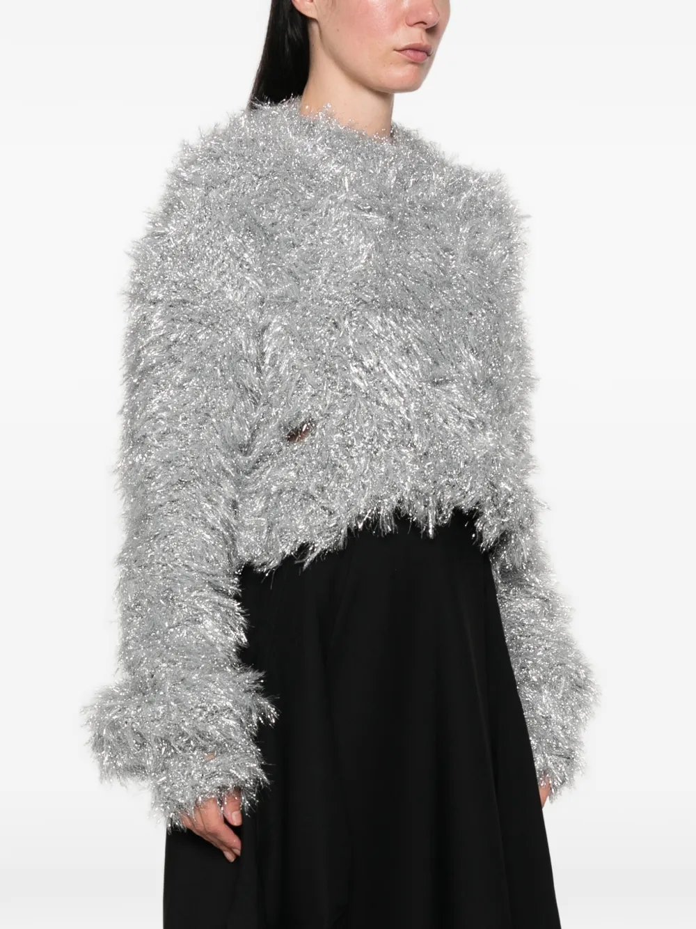 Junya Watanabe Cropped trui met glanzend effect Zilver