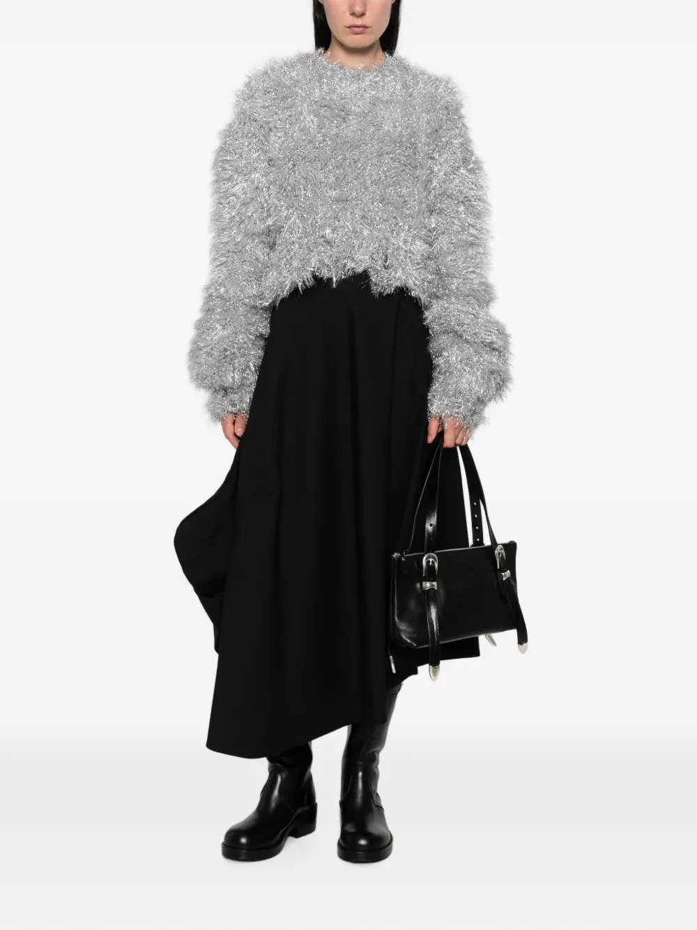 Junya Watanabe Cropped trui met glanzend effect Zilver