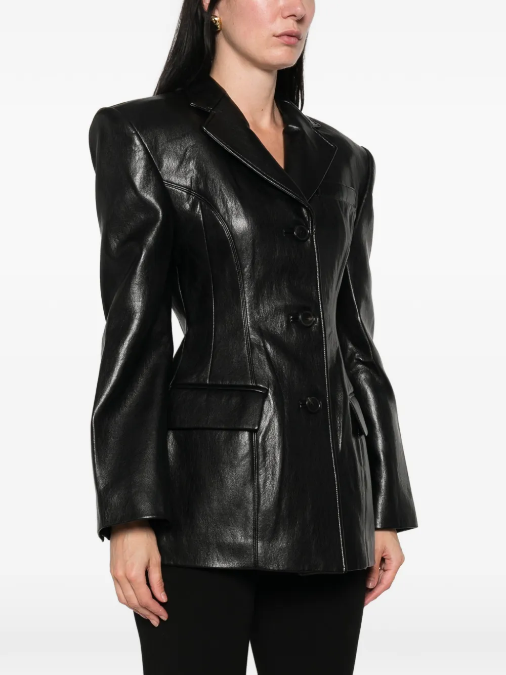 La Piscine structured-shoulder blazer Zwart