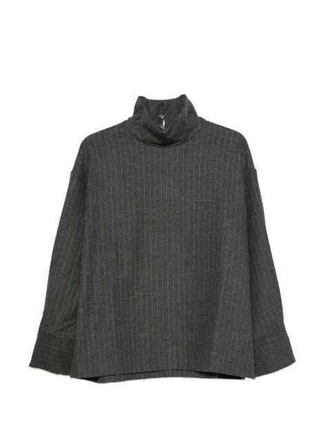 La Piscine pinstripe-pattern high-neck blouse