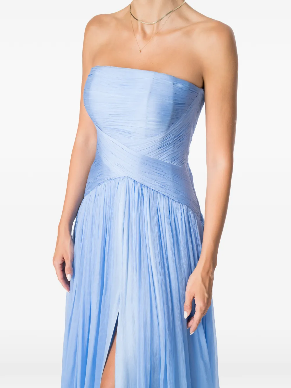 M.Marquise Candy strapless geplooide maxi-jurk Blauw