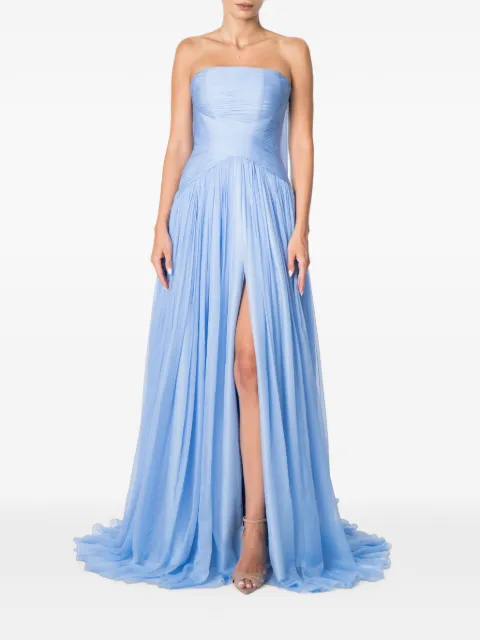 M.Marquise Candy strapless pleated maxi dress