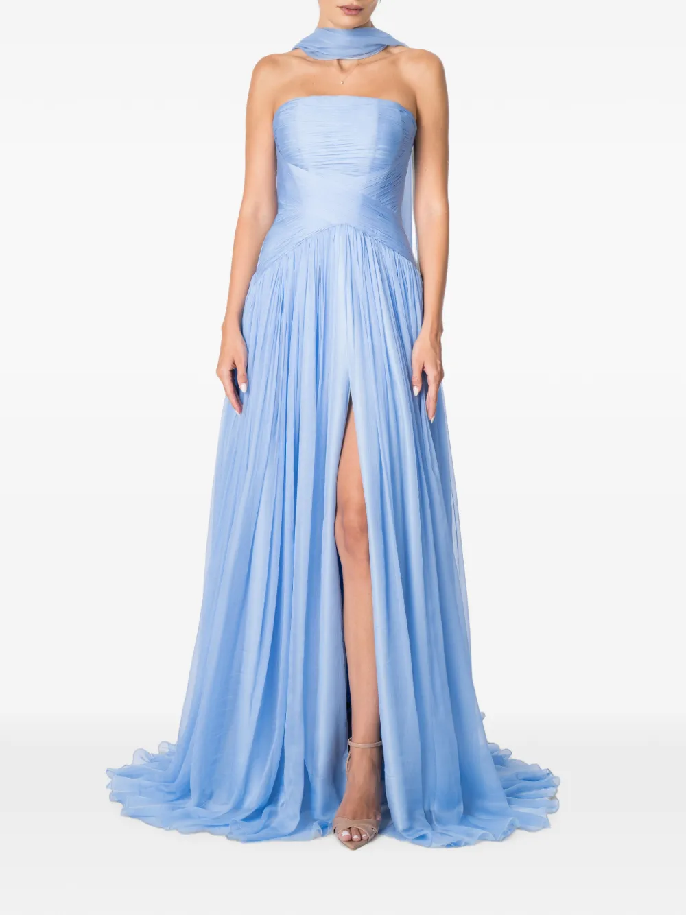M.Marquise Candy strapless geplooide maxi-jurk Blauw