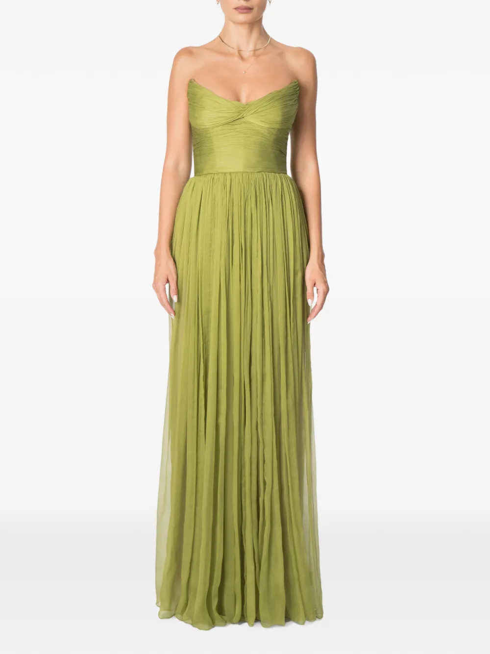 M.Marquise Avra ruched silk maxi dress