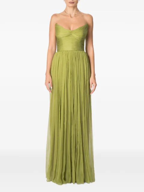 M.Marquise Avra ruched silk maxi dress