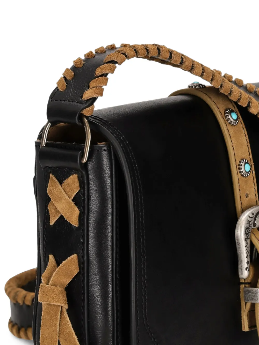 Fortela Kiki Stud-embellished Calf Leather Bucket Bag in Black, view 4