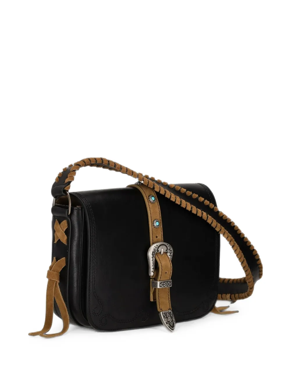 Fortela Kiki Stud-embellished Calf Leather Bucket Bag in Black, view 2