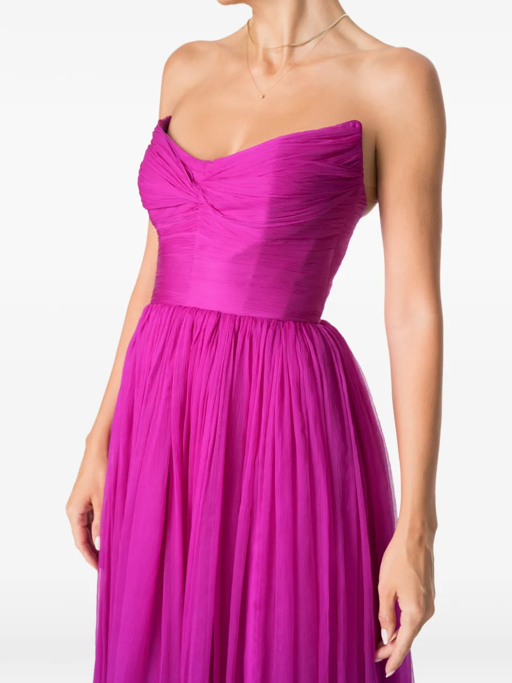 M.Marquise Salma strapless ruched maxi dress