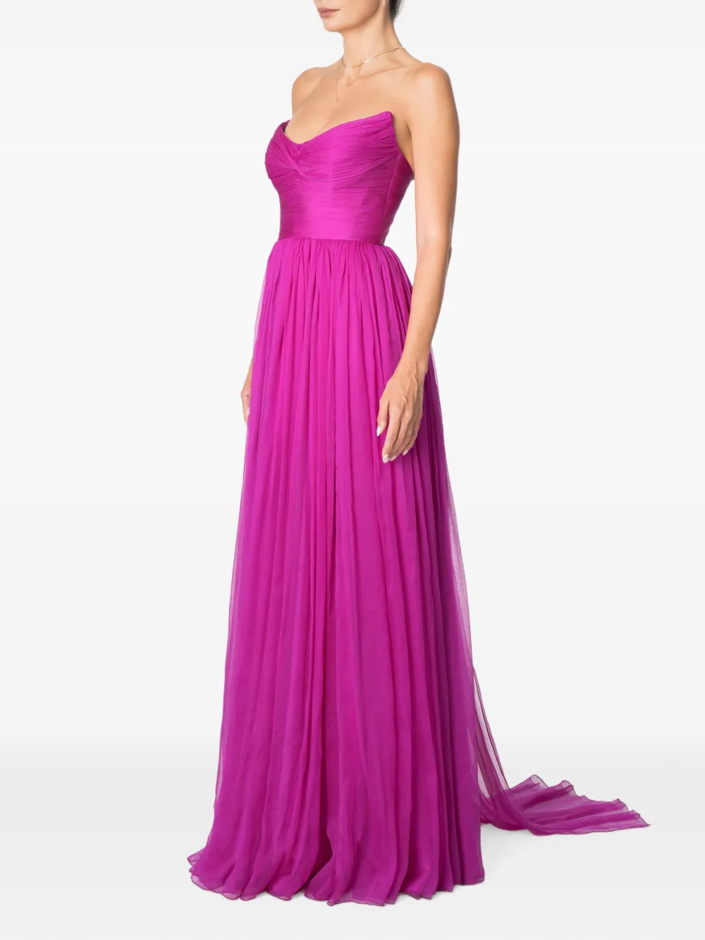 M.Marquise Salma strapless maxi-jurk met ruches Roze