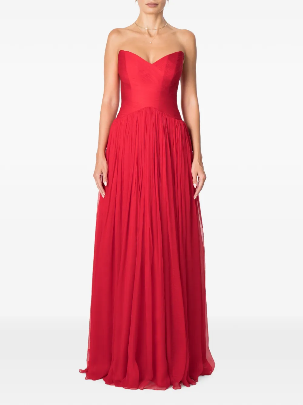 M.Marquise Viviene pleated silk maxi dress