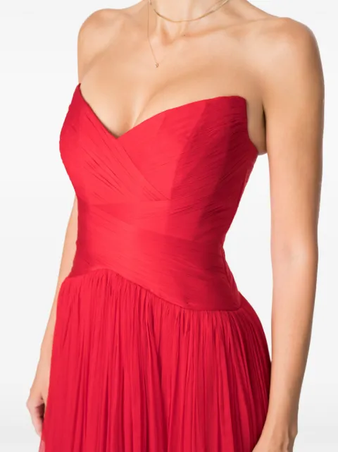 M.Marquise Viviene pleated silk maxi dress